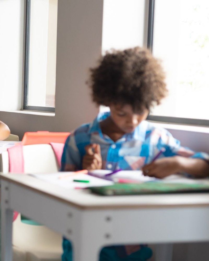Students working together in a classroom